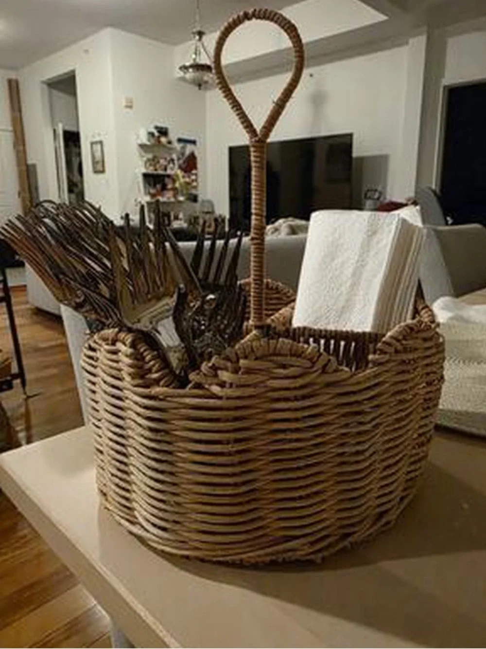 Texas House Rattan Scallop Utensil Holder, Brown, 8.25